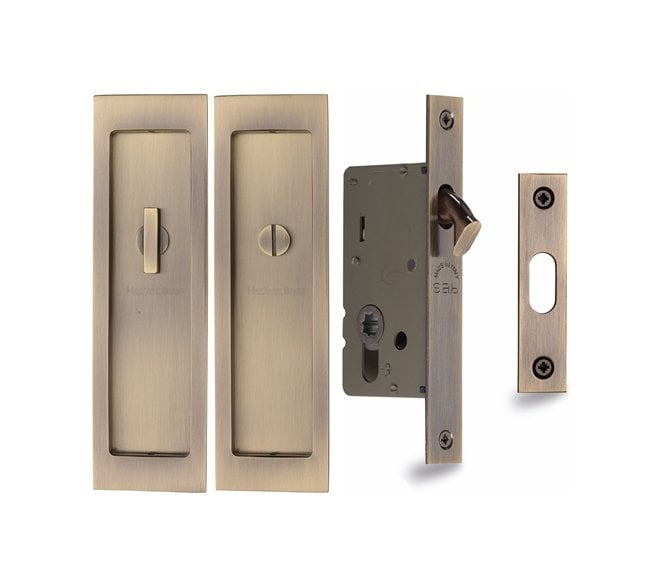 Heritage Brass C1877 Sliding Bathroom Flush Pull Set 197x57mm - Antique Brass
