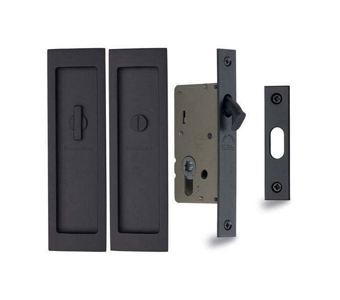 Heritage Brass C1877 Sliding Bathroom Flush Pull Set 197x57mm - Matt Black