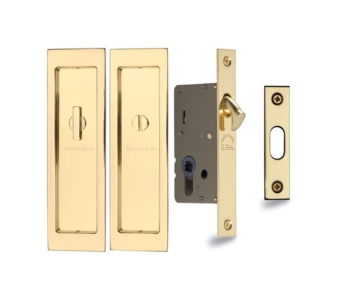 Heritage Brass C1877 Sliding Bathroom Flush Pull Set 197x57mm - Polished Brass