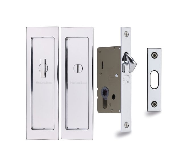 Heritage Brass C1877 Sliding Bathroom Flush Pull Set 197x57mm  - Polished Chrome