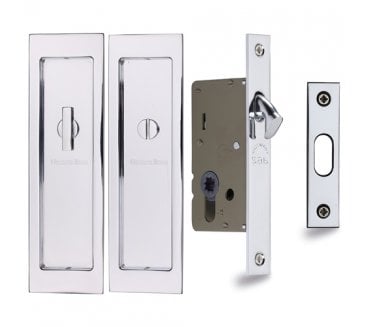 Heritage Brass C1877 Sliding Bathroom Flush Pull Set 197x57mm  - Polished Chrome
