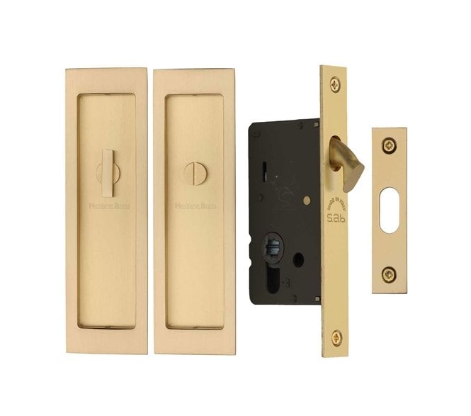 Heritage Brass C1877 Sliding Bathroom Flush Pull Set 197x57mm - Satin Brass