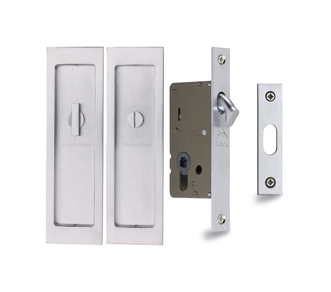 Heritage Brass C1877 Sliding Bathroom Flush Pull Set 197x57mm - Satin Chrome