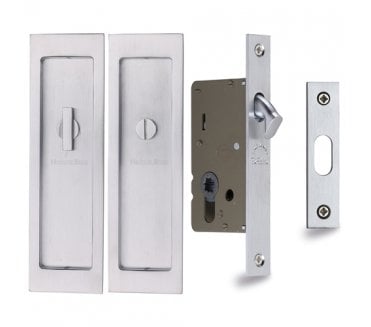 Heritage Brass C1877 Sliding Bathroom Flush Pull Set 197x57mm - Satin Chrome