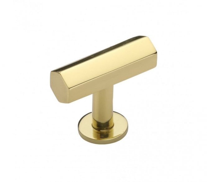 Heritage Brass C2239 Hexagonal T-Bar Cabinet Knob with Circular Rose 41mm - Polished Brass