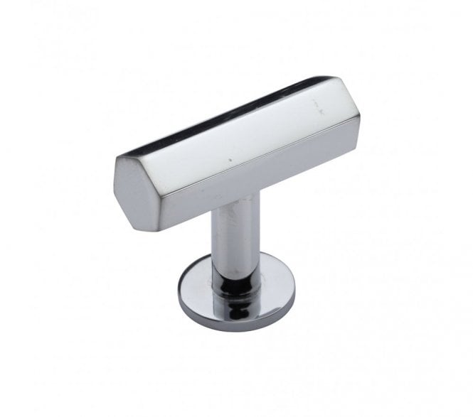 Heritage Brass C2239 Hexagonal T-Bar Cabinet Knob with Circular Rose 41mm - Polished Chrome