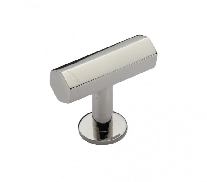 Heritage Brass C2239 Hexagonal T-Bar Cabinet Knob with Circular Rose 41mm - Polished Nickel
