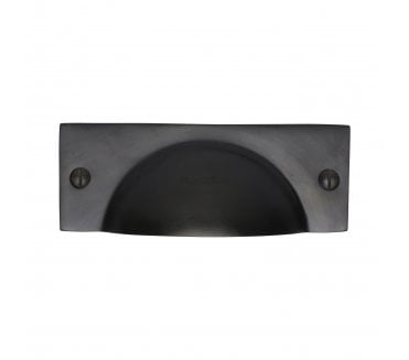 Heritage Brass C2762 Square Half Moon Drawer Cup Pull - Matt Black