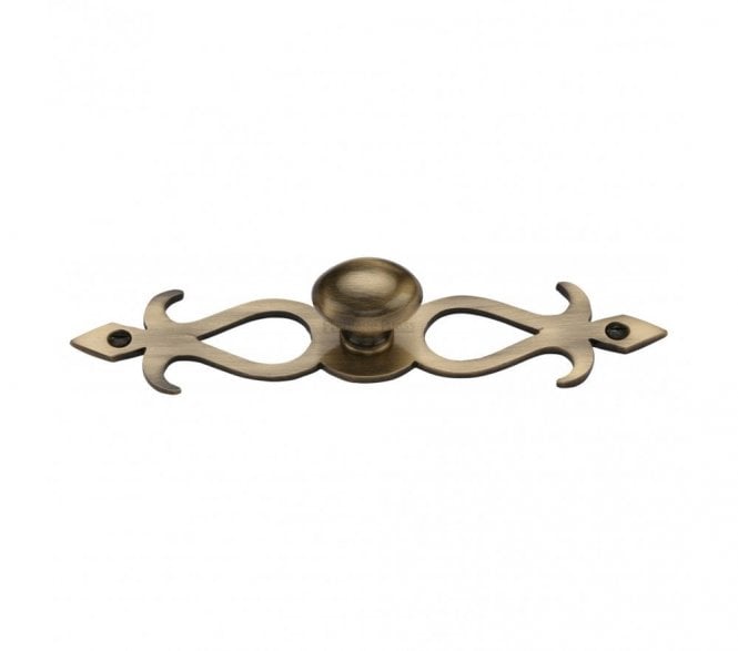 Heritage Brass C3072 Oval Cabinet Knob on Fretted Plate - Antique Brass