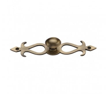 Heritage Brass C3072 Oval Cabinet Knob on Fretted Plate - Antique Brass