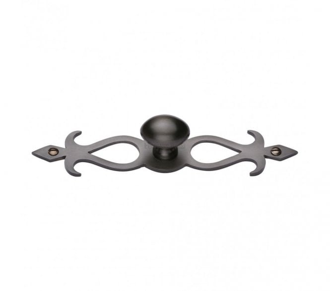 Heritage Brass C3072 Oval Cabinet Knob on Fretted Plate - Matt Bronze