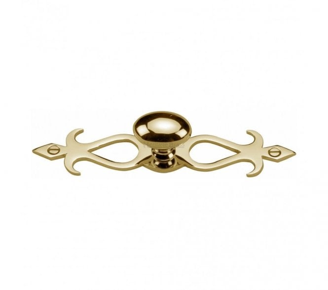 Heritage Brass C3072 Oval Cabinet Knob on Fretted Plate - Polished Brass