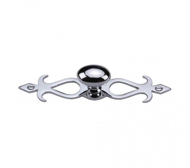 Heritage Brass C3072 Oval Cabinet Knob on Fretted Plate - Polished Chrome