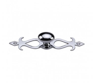 Heritage Brass C3072 Oval Cabinet Knob on Fretted Plate - Polished Chrome
