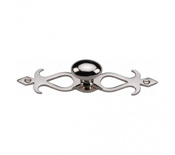 Heritage Brass C3072 Oval Cabinet Knob on Fretted Plate - Polished Nickel