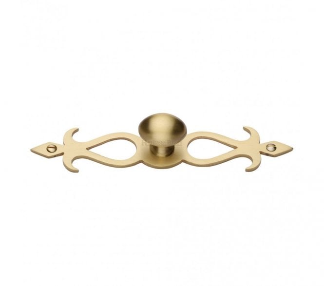 Heritage Brass C3072 Oval Cabinet Knob on Fretted Plate - Satin Brass