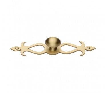 Heritage Brass C3072 Oval Cabinet Knob on Fretted Plate - Satin Brass