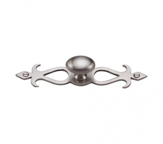 Heritage Brass C3072 Oval Cabinet Knob on Fretted Plate - Satin Nickel