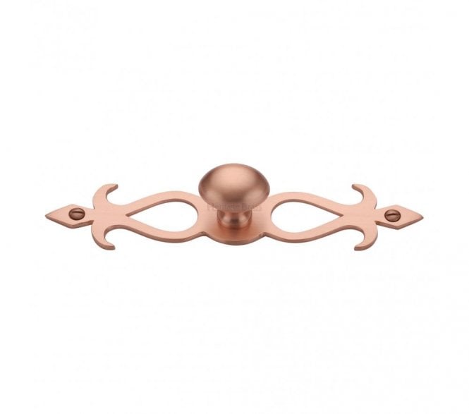 Heritage Brass C3072 Oval Cabinet Knob on Fretted Plate - Satin Rose Gold