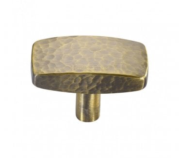 Heritage Brass C3386 Hammered Rectangular Cabinet Knobs - Antique Brass