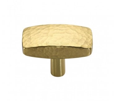 Heritage Brass C3386 Hammered Rectangular Cabinet Knobs - Polished Brass