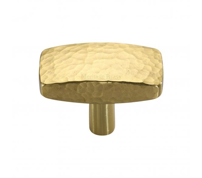 Heritage Brass C3386 Hammered Rectangular Cabinet Knobs - Polished Brass