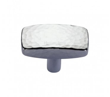 Heritage Brass C3386 Hammered Rectangular Cabinet Knobs - Polished Chrome