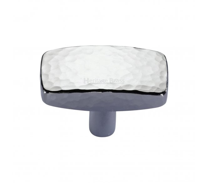 Heritage Brass C3386 Hammered Rectangular Cabinet Knobs - Polished Chrome