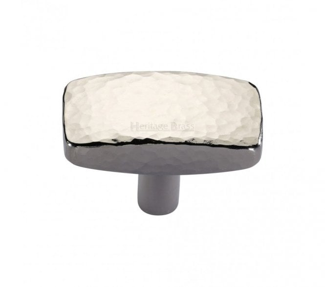 Heritage Brass C3386 Hammered Rectangular Cabinet Knobs - Polished Nickel