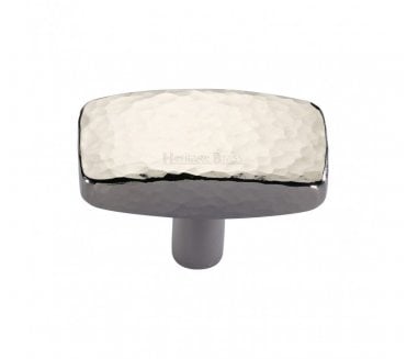 Heritage Brass C3386 Hammered Rectangular Cabinet Knobs - Polished Nickel