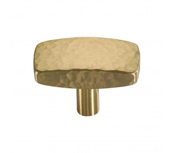 Heritage Brass C3386 Hammered Rectangular Cabinet Knobs - Satin Brass
