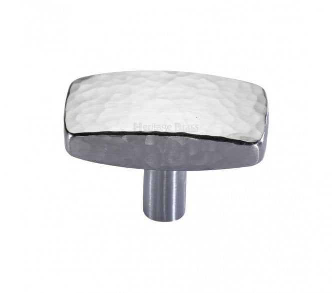 Heritage Brass C3386 Hammered Rectangular Cabinet Knobs - Satin Chrome