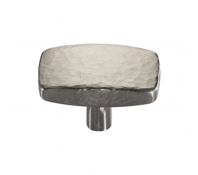 Heritage Brass C3386 Hammered Rectangular Cabinet Knobs - Satin Nickel