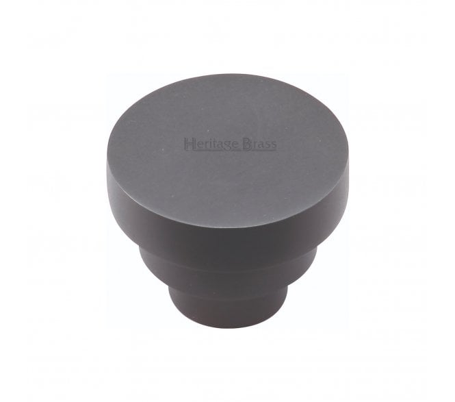 Heritage Brass C3624 Art Deco Round Cabinet Knobs - Matt Black