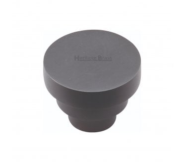 Heritage Brass C3624 Art Deco Round Cabinet Knobs - Matt Black