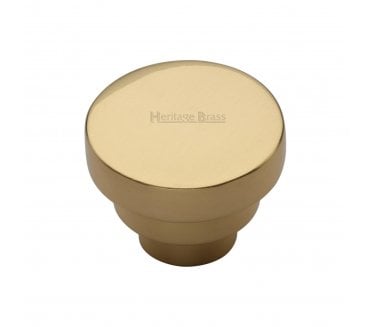 Heritage Brass C3624 Art Deco Round Cabinet Knobs - Polished Brass