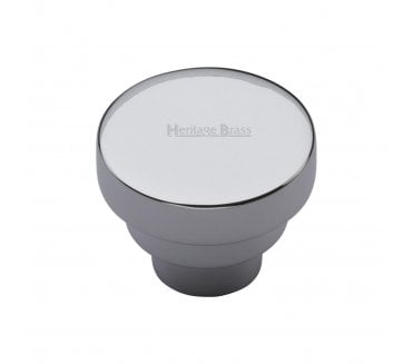 Heritage Brass C3624 Art Deco Round Cabinet Knobs - Polished Chrome