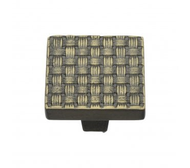 Heritage Brass C3631 Fossil Weave Square Cabinet Knobs - Aged Brass