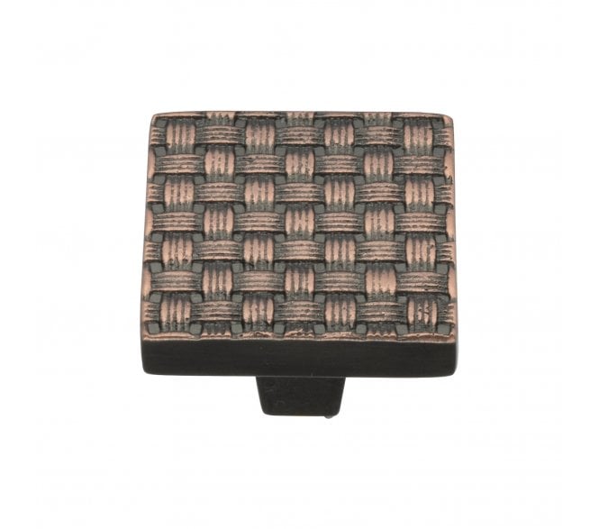 Heritage Brass C3631 Fossil Weave Square Cabinet Knobs - Aged Copper