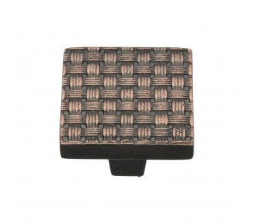 Heritage Brass C3631 Fossil Weave Square Cabinet Knobs - Aged Copper