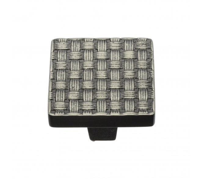 Heritage Brass C3631 Fossil Weave Square Cabinet Knobs - Aged Nickel