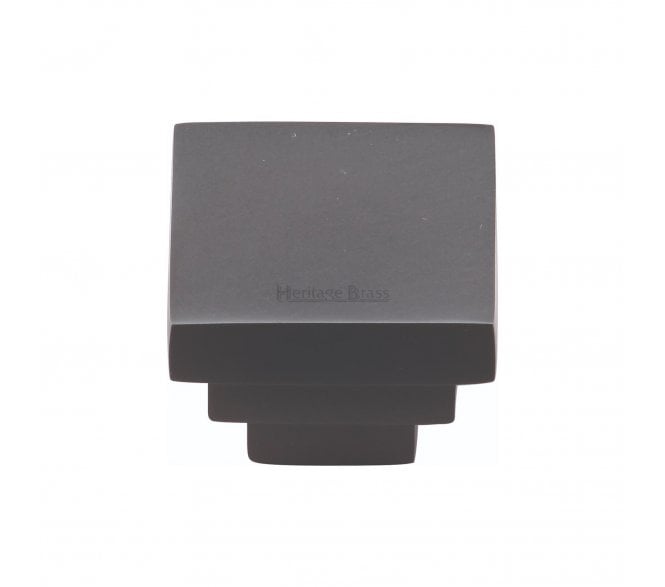 Heritage Brass C3672 Art Deco Square Cabinet Knobs - Matt Black.
