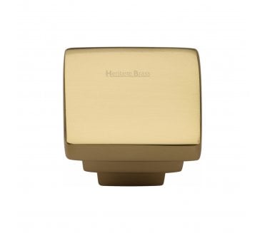 Heritage Brass C3672 Art Deco Square Cabinet Knob - Polished Brass.