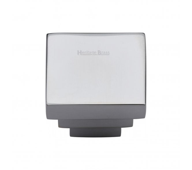 Heritage Brass C3672 Art Deco Square Cabinet Knob - Polished Chrome.