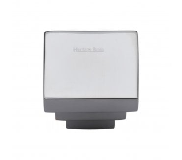 Heritage Brass C3672 Art Deco Square Cabinet Knob - Polished Chrome.