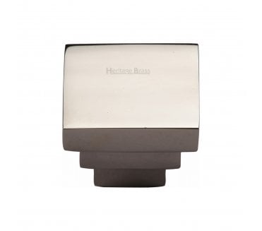 Heritage Brass C3672 Art Deco Square Cabinet Knobs - Polished Nickel.