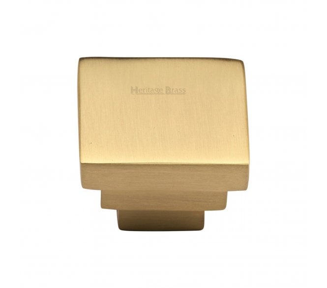 Heritage Brass C3672 Art Deco Square Cabinet Knobs - Satin Brass.