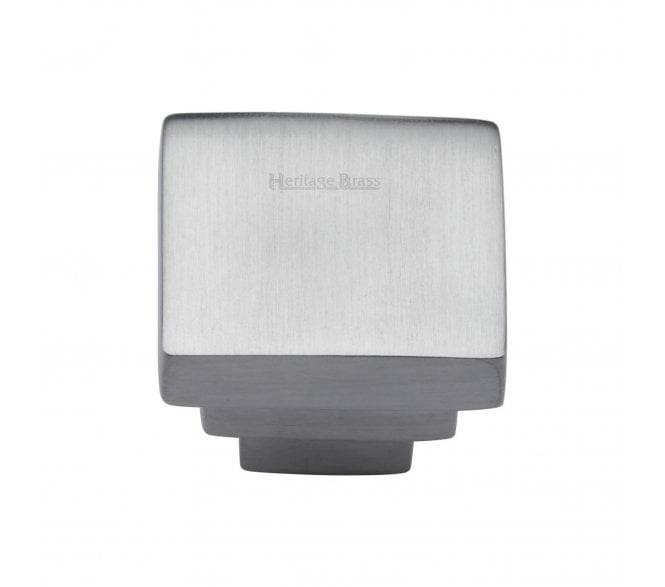 Heritage Brass C3672 Art Deco Square Cabinet Knob - Satin Chrome.