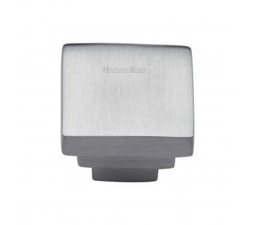 Heritage Brass C3672 Art Deco Square Cabinet Knob - Satin Chrome.