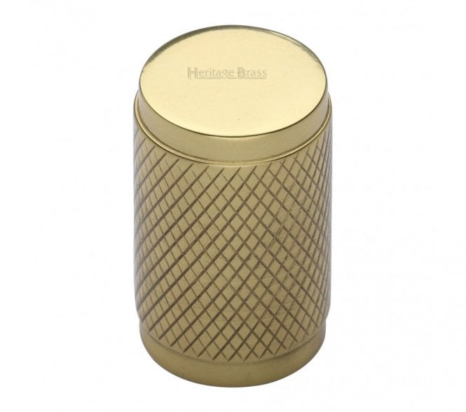 Heritage Brass C3840 Cylinder Knurled Cabinet Knob - 21mm - Polished Brass